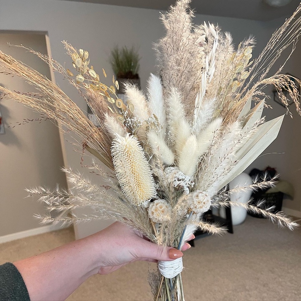 Boho Ivory Dried Flower Bridal Bouquet 💐